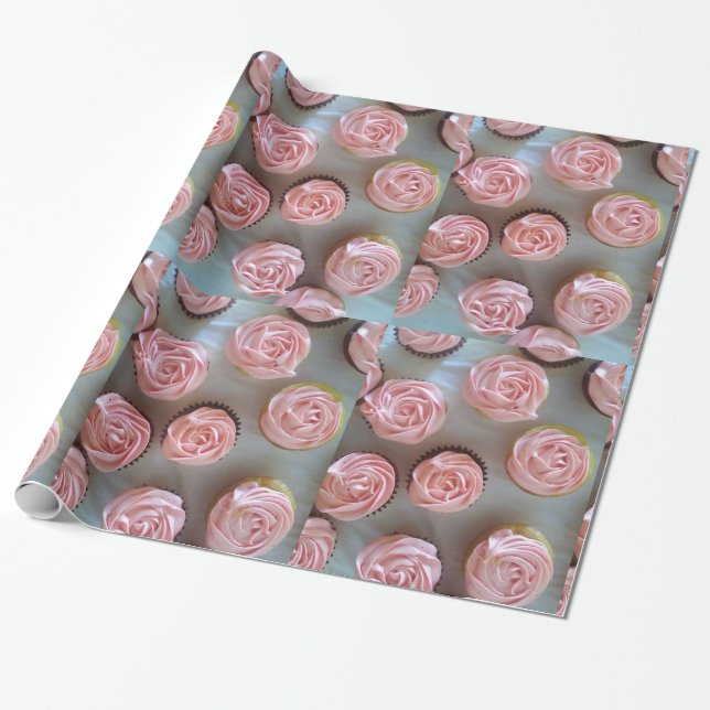 Rosa Cupcakes Geschenkpapier (Ungerollt)