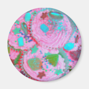 Rosa Cupcakes Kühlschrankmagnet rund Magnet