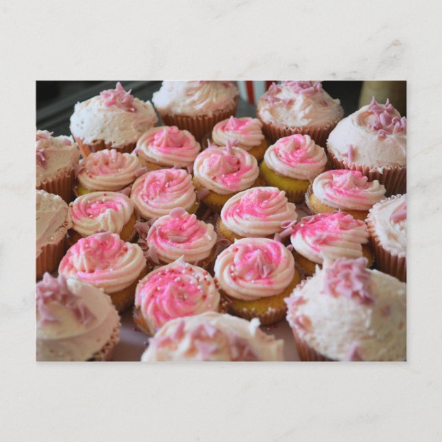 Rosa Cupcakes Postkarte (Vorderseite)