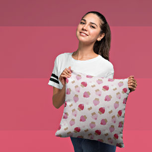 Rosa Cupcakes/Streifen dekoratives Kissen