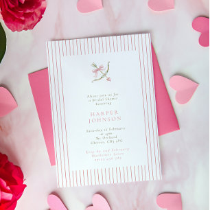 Rosa Cupid-Pfeil & Streifen Valentinstag Brautpart Einladung