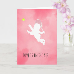 Rosa Cupid Tennisspieler Valentinstag Karte