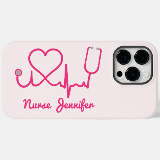 Rosa Custom Nurse Name Stethoscope Heart Life Line Case-Mate iPhone 14 Pro Max Hülle