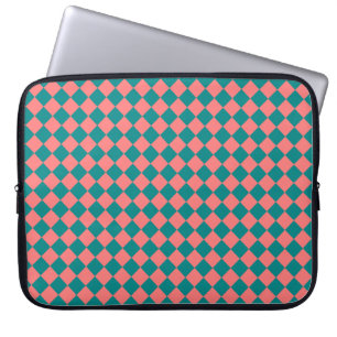 Rosa Cyan Karo Diamantmuster Laptopschutzhülle