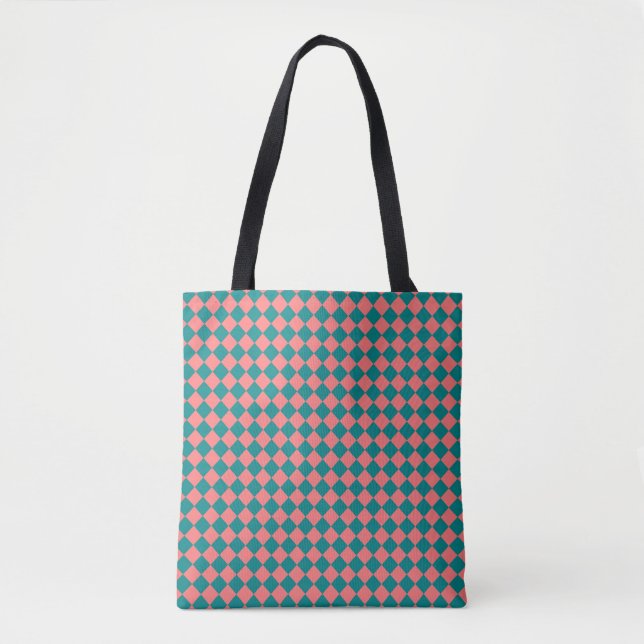 rosa Cyan Schachbrett Diamond Pattern (Vorderseite)
