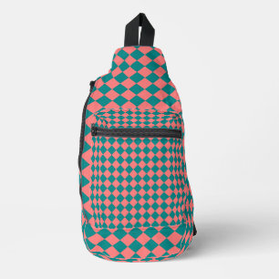 rosa Cyan Schachbrett Diamond Pattern Crossbody Bag