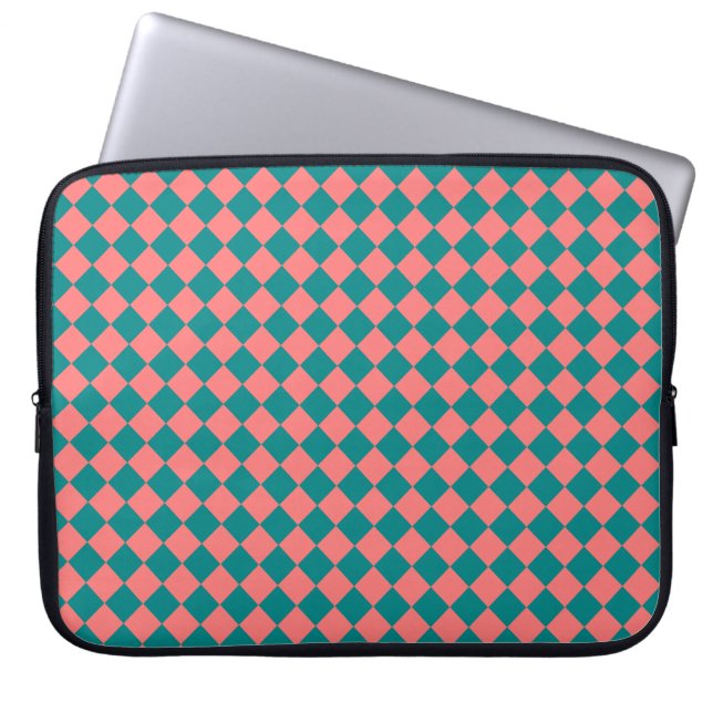 rosa Cyan Schachbrett Diamond Pattern Laptopschutzhülle (Vorderseite)