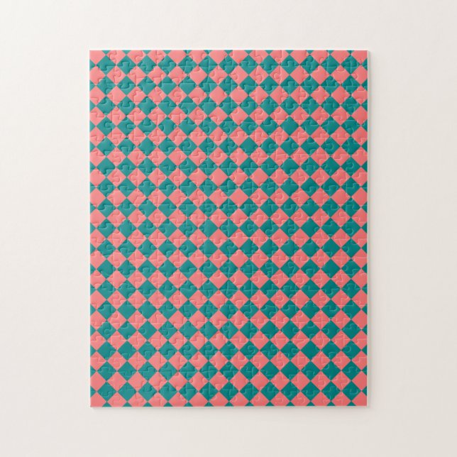 rosa Cyan Schachbrett Diamond Pattern Puzzle (Vertikal)