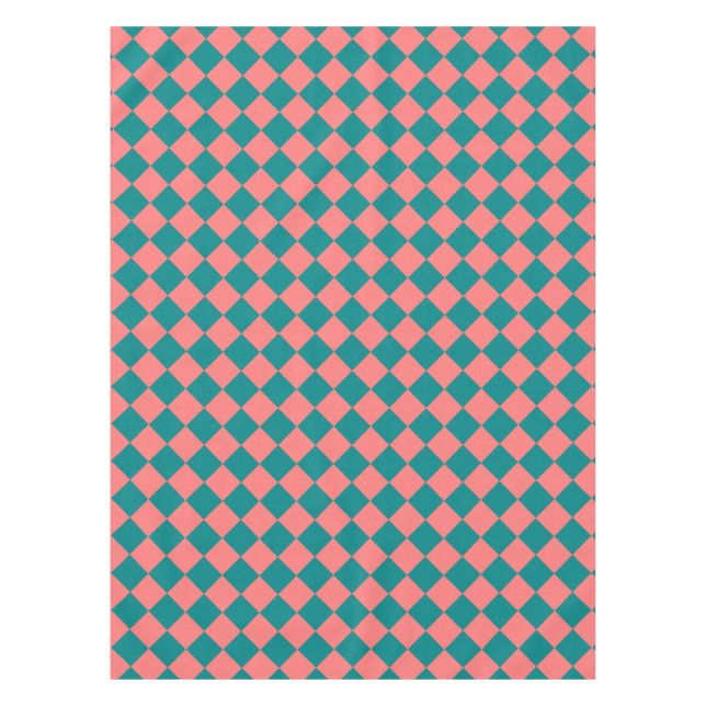 rosa Cyan Schachbrett Diamond Pattern Tischdecke (Vorderseite)