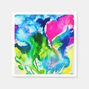 Rosa Cyclamen Blume abstrakte Wasserfarbe Serviette