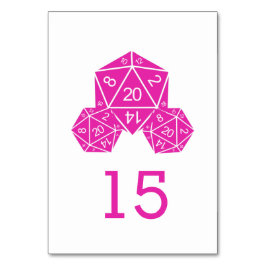 Rosa D20 Dice-Hochzeitskarte Tischnummer
