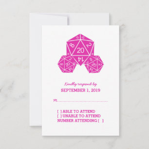 Rosa D20-Würfel-Antwortkarte RSVP Karte