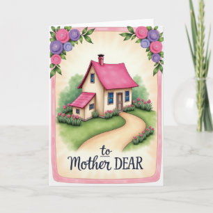 Rosa Dach Haus Mutter Liebste Karte