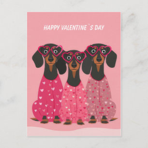 Rosa Dachshund Valentinstagskarte Feiertagspostkarte
