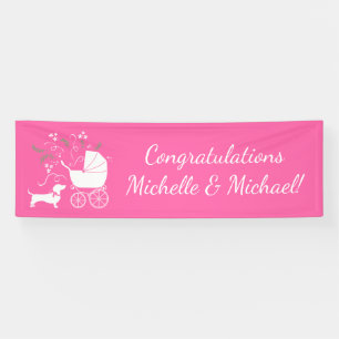 Rosa Dackel Dackel Dog Kinderdusche Banner