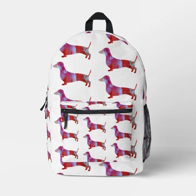 Rosa Dackel Hund Bedruckter Rucksack (Vorderseite)