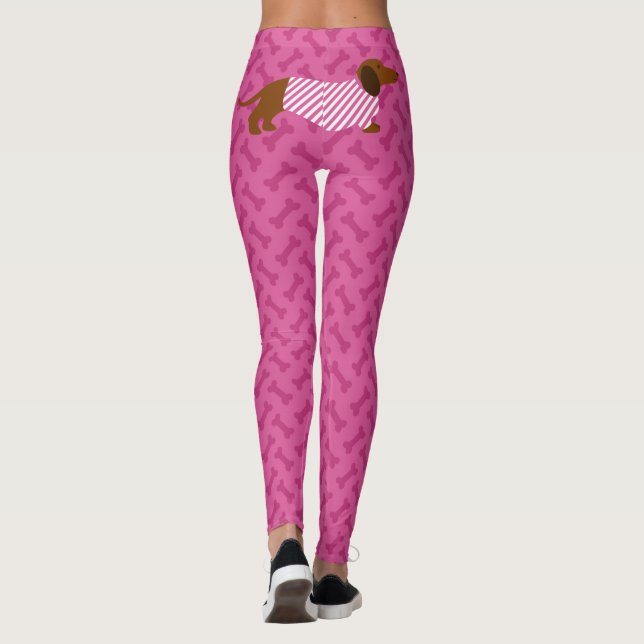 Rosa Dackel Leggings (Rückseite)
