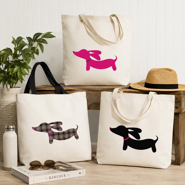 Rosa Dackel-Taschen-Tasche Tragetasche (Dachshund Tote bags - multiple color options )