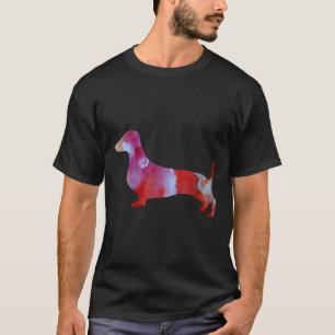 Rosa Dackel Wasserfarben Kunst T-Shirt