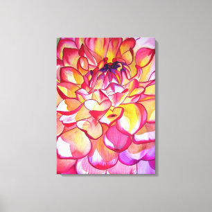 Rosa Dahlia Aquarell abstrakte Kunst Leinwand