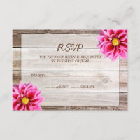 Rosa Dahlia Barn Wood Wedding RSVP Response Card