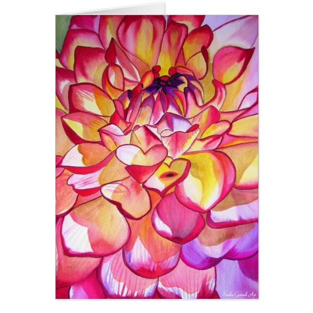 Rosa Dahlia Blume Aquarell Kunst (Vorne)