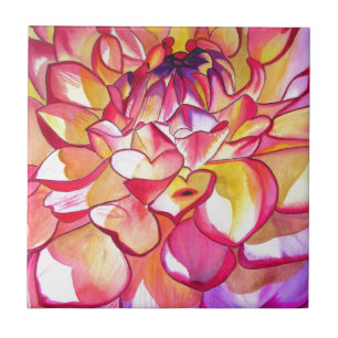 Rosa Dahlia Blume Aquarell Kunst Fliese