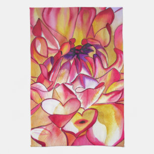 Rosa Dahlia Blume Aquarell Kunst Geschirrtuch