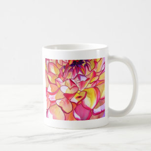 Rosa Dahlia Blume Aquarell Kunst Kaffeetasse