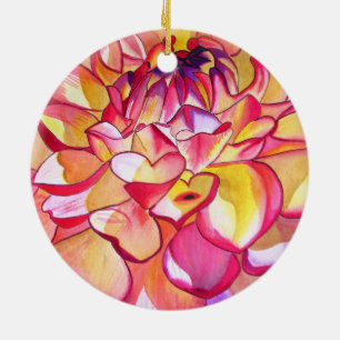 Rosa Dahlia Blume Aquarell Kunst Keramik Ornament