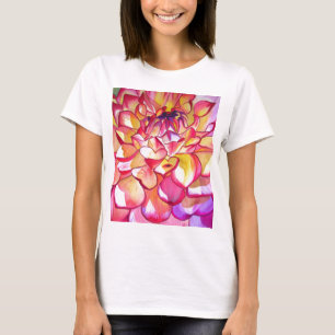 Rosa Dahlia Blume Aquarell Kunst T-Shirt