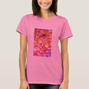 Rosa Dahlia Blume Aquarell Kunst T-Shirt