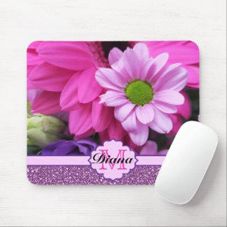Rosa Dahlia Blume Lila Glitzer Blumenname Mousepad
