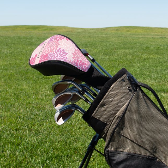 Rosa Dahlia-Blume, Muster der Blume, Ihr Name Golf Headcover (In SItu)