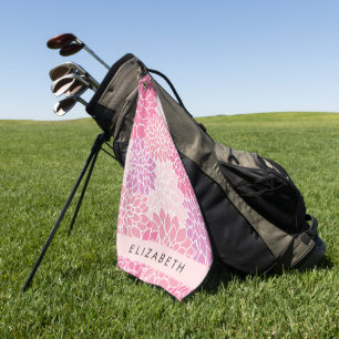 Rosa Dahlia-Blume, Muster der Blume, Ihr Name Golfhandtuch