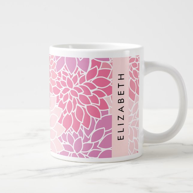 Rosa Dahlia-Blume, Muster der Blume, Ihr Name Jumbo-Tasse (Rechts)