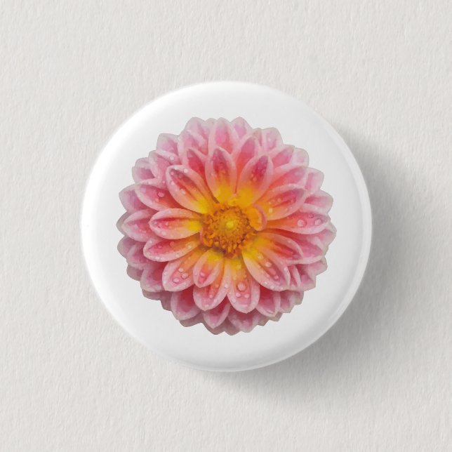 Rosa Dahlia- und Taubentropfen Button (Vorderseite)