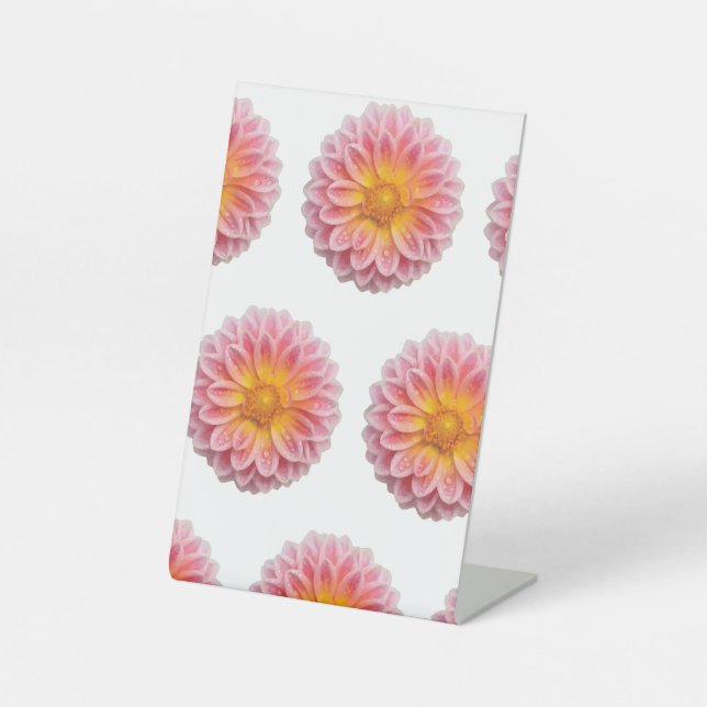 Rosa Dahlia- und Taubentropfen Sockelschild (Vorderseite)