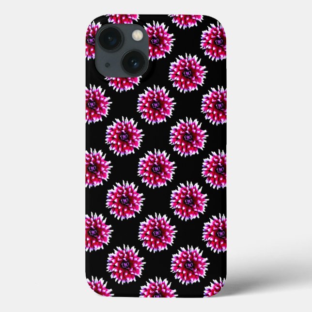 Rosa Dahlie-Muster auf schwarzen Case-Mate iPhone Hülle (Rückseite)