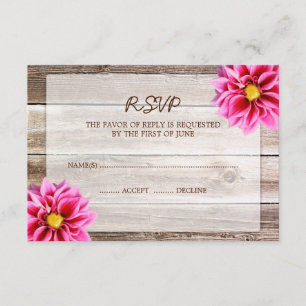 Rosa Dahlie-Scheunen-hölzerne Hochzeit UAWG RSVP Karte