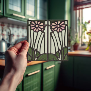 Rosa Daisy Art Deco Frische Pasta machen Fliese