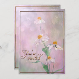 Rosa Daisy-Blume/Goldreinigung Einladung