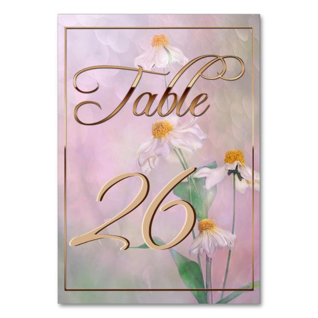 Rosa Daisy-Blume/Goldreinigung Tischnummer (Vorderseite)