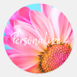 Rosa daisy Blume niedlich-blau-pink Sommer niedlic Runder Aufkleber