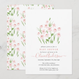 Rosa Daisy Blumen elegante Babydusche in Einladung