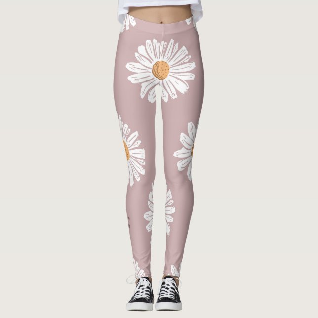 Rosa Daisy: Blumenmuster wiederholt sich. Leggings (Vorderseite)