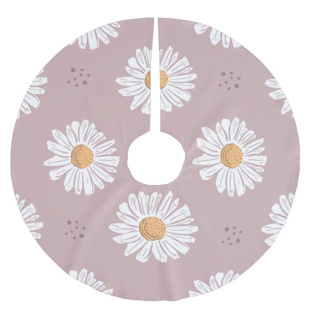 Rosa Daisy: Blumenmuster wiederholt sich. Polyester Weihnachtsbaumdecke (Vorderseite)