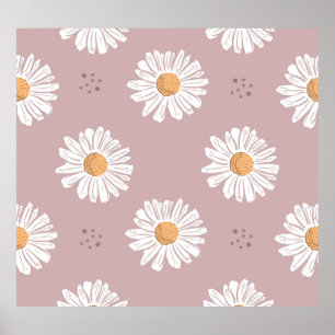 Rosa Daisy: Blumenmuster wiederholt sich. Poster