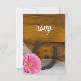 Rosa Daisy Horseshoe Country Wedding RSVP Card