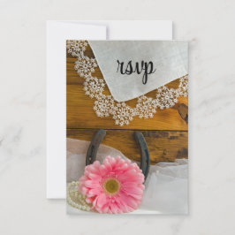 Rosa Daisy Lace Country Western Hochzeit RSVP Card
